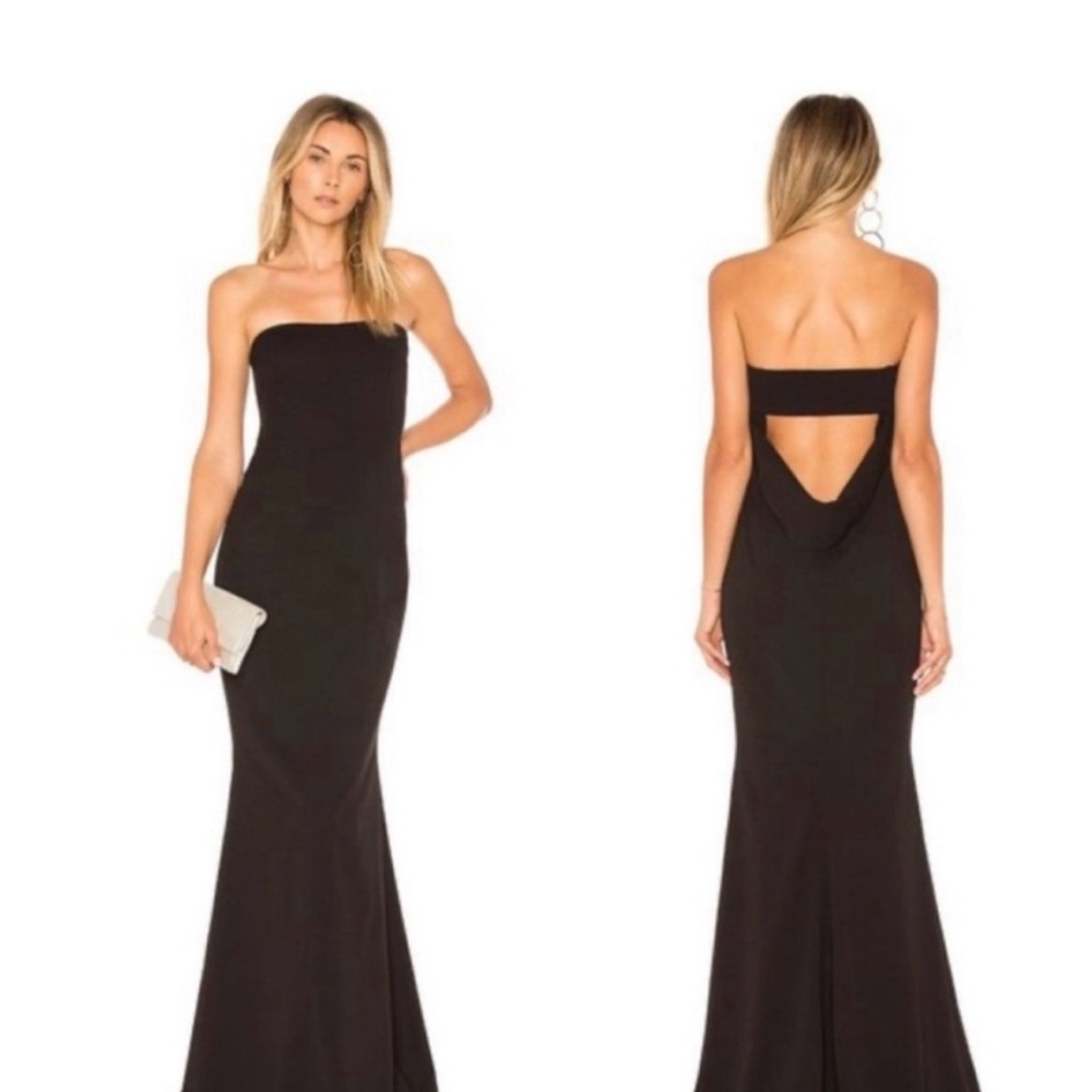Katie May Strapless Black Evening Gown